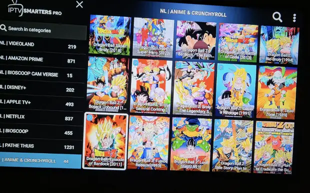 Anime categorie op SmartersProLive